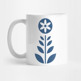 Scandinavian Retro Flowers Navy Blue on Beige Mug